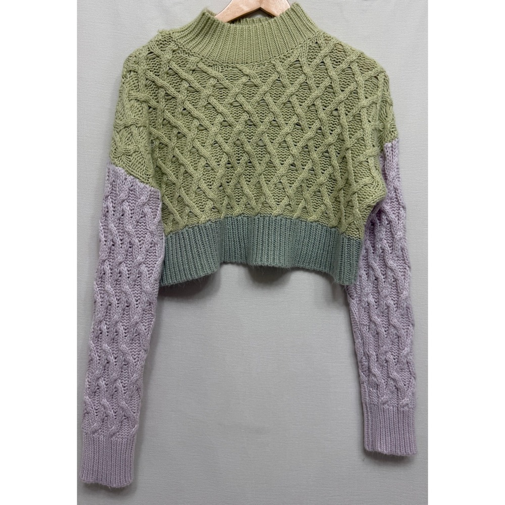 Princess Polly Women's Sweater Pastel Colorblock Cable Knit Cropped Boho Chic